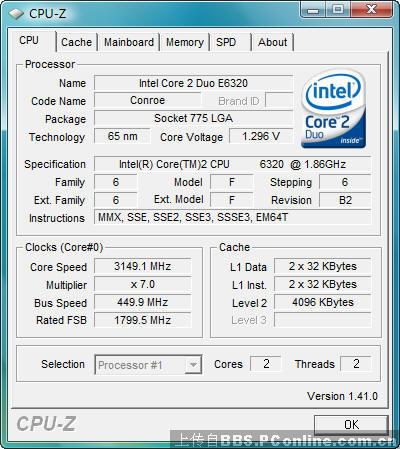 修正P35电压显示,CPUZ 1.41下载_CPU讨论版