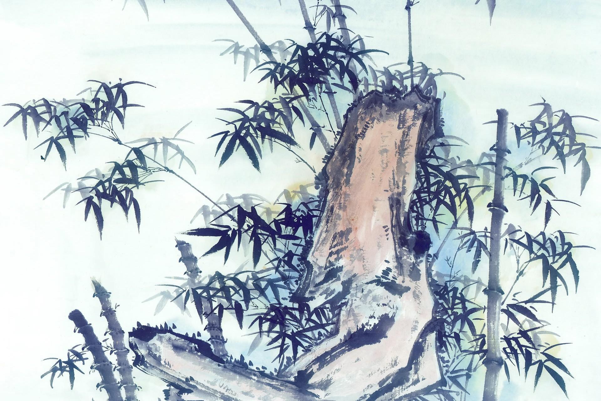 国画 树与石 高清晰壁纸_壁纸专栏论坛_太平洋电脑图片