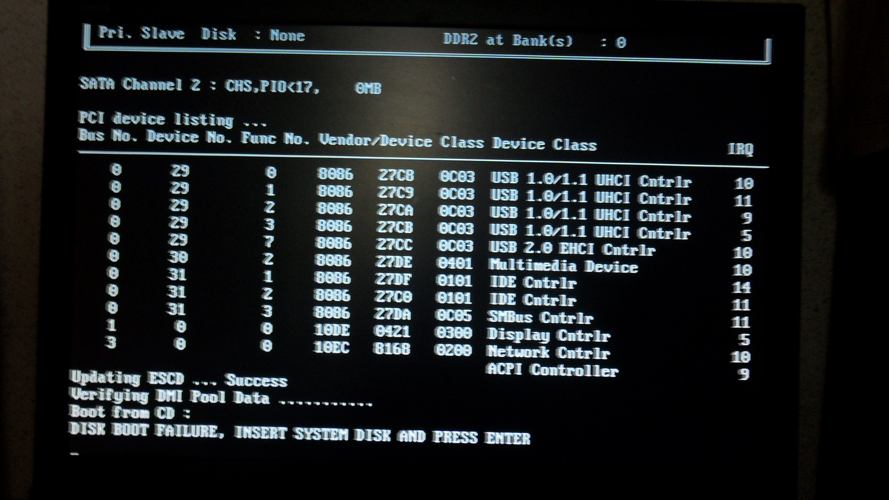 开机提示:DISK BOOT FAILURE