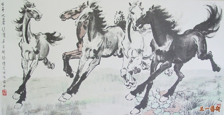 中国名家名画之一--徐悲鸿的马