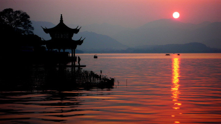 【西湖日落摄影图片】杭州风光摄影_太平洋电脑网摄影