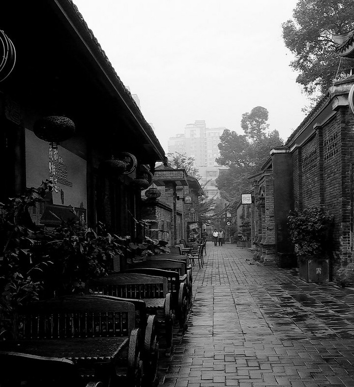 雨后的宽窄巷子(莱卡味黑白片)