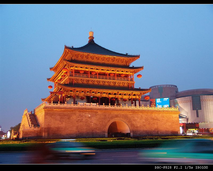 【古城西安-钟楼夜景摄影图片】西安风光摄影