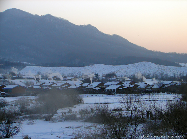 【日出前的小山村摄影图片】黑龙江五常山河林