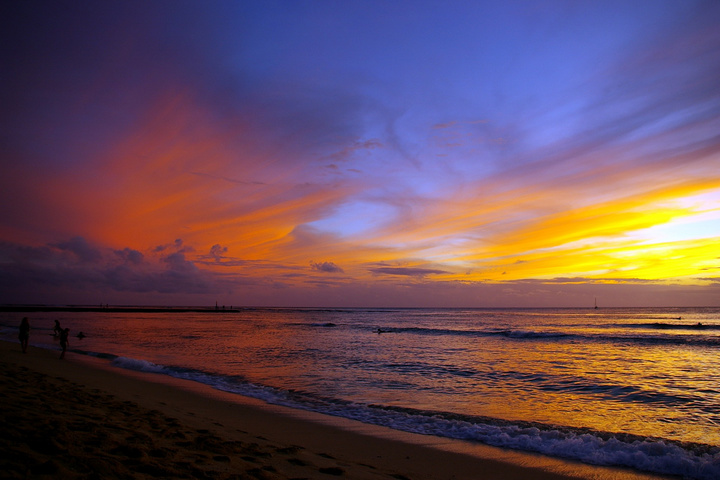 【夏威夷海滩 之 Waikiki夕阳摄影图片】夏威夷