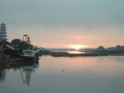 【港湾的日落摄影图片】广东廉江市安铺镇的港