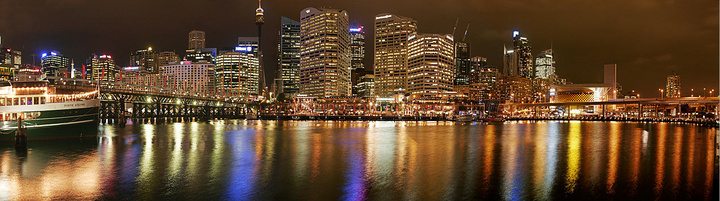 悉尼的夜景(全景图)