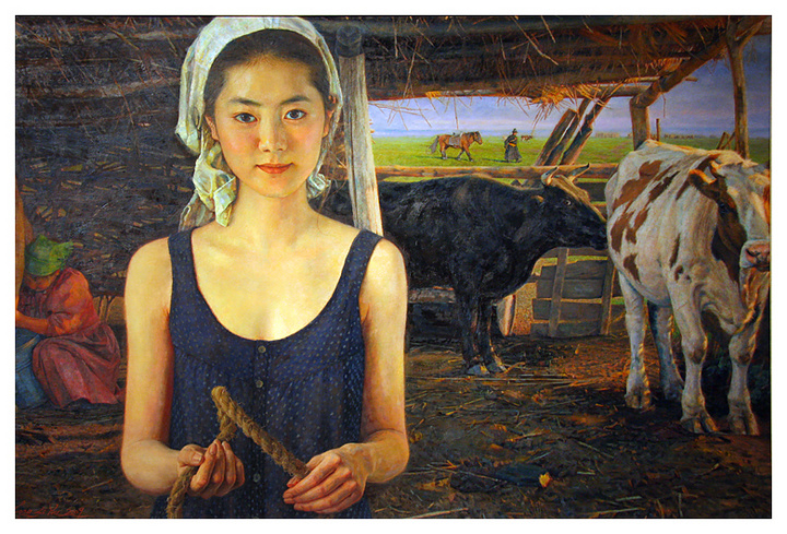 油画中的女人