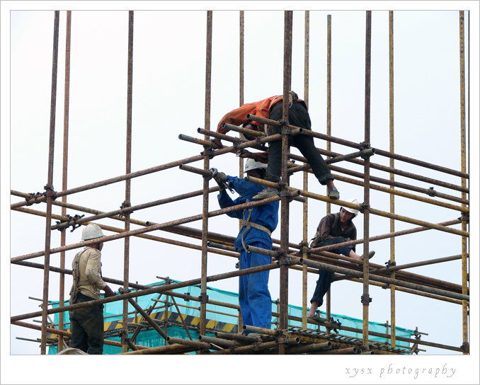 【脚手架搭建摄影图片】杭浦高速工地纪实摄影