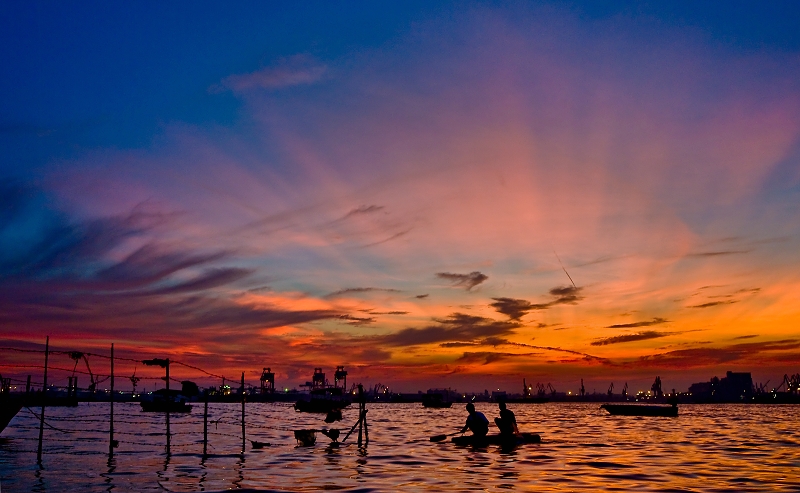 超广角魅力---夕照广州湾(一)