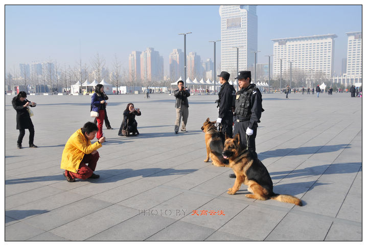 【警犬巡逻在鸟巢,一道风景线摄影图片】北京