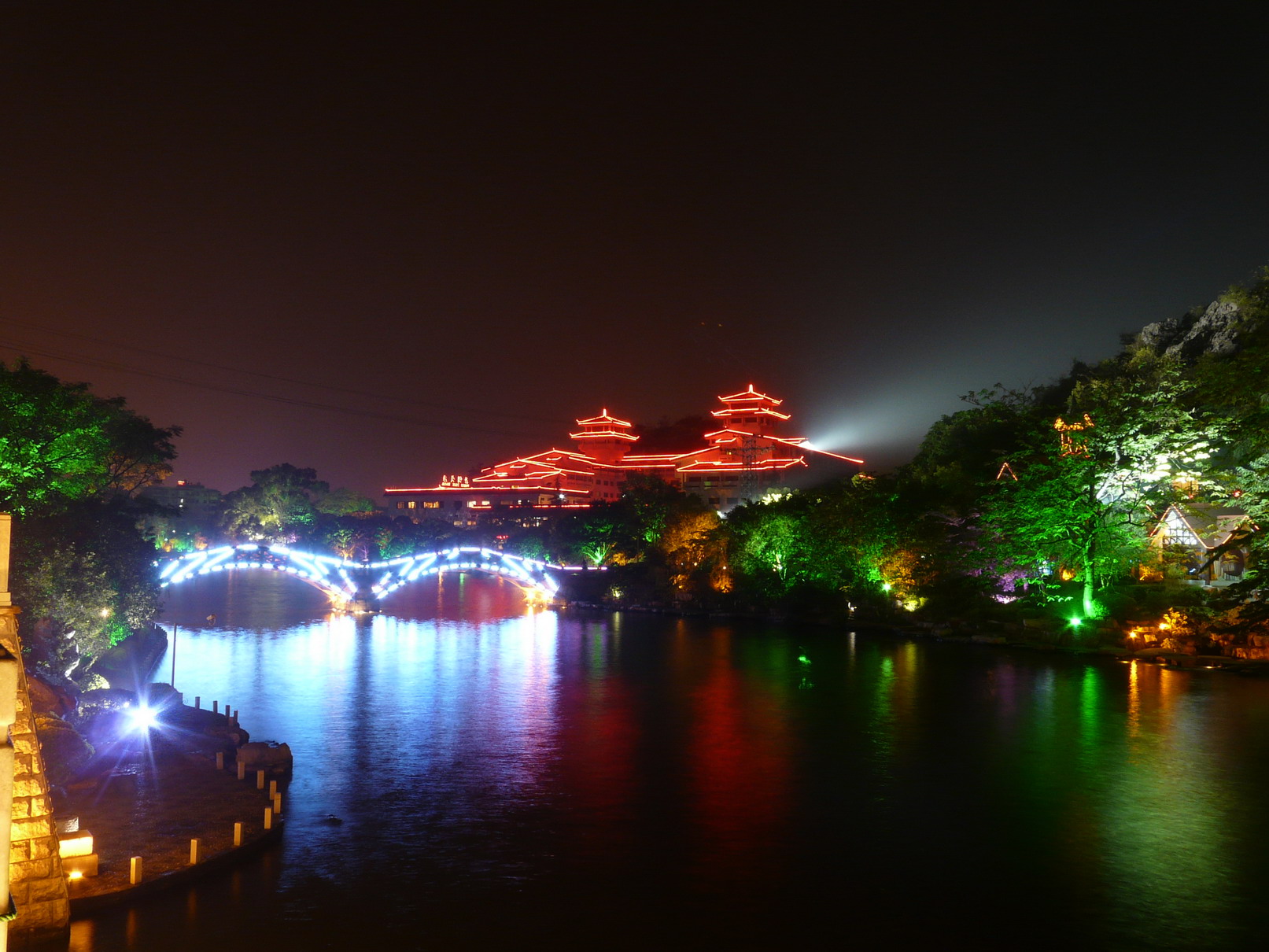 【桂湖夜景摄影图片】桂林桂湖风光摄影_摄影部落_网