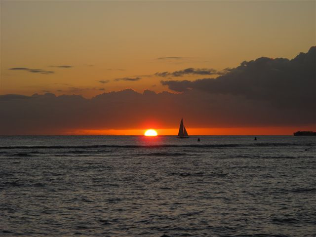 【日落海滩(夏威夷)摄影图片】夏威夷欧胡岛风
