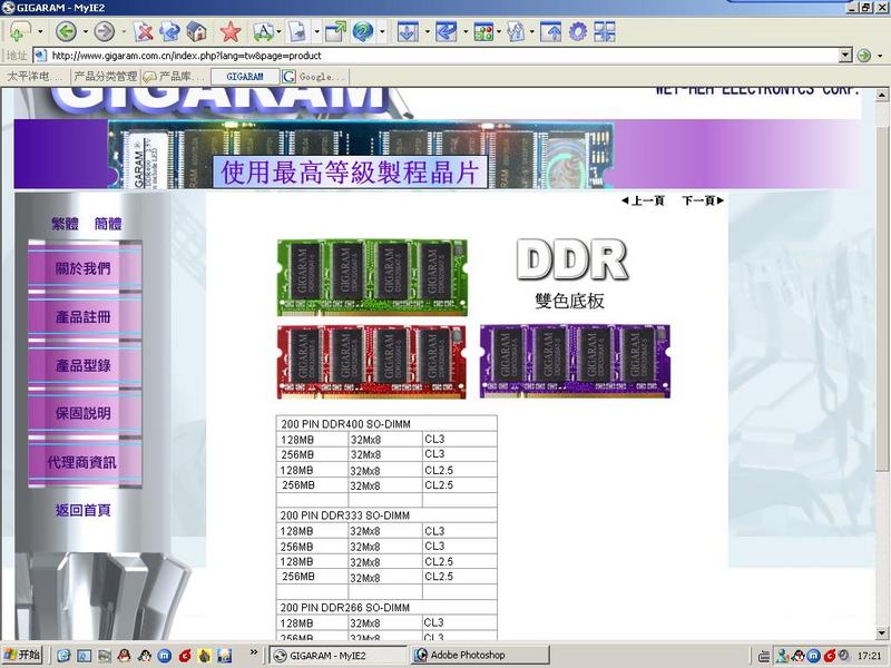 GIGARAM 256M DDR266(SO-DIMM/CL3) 图片