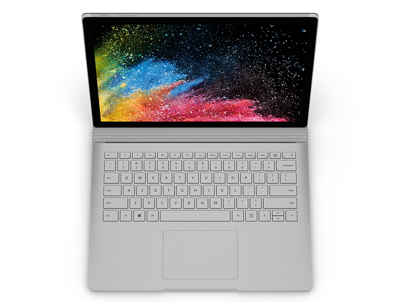 微软Surface Book 2(酷睿i7-8650U/16G/512GB/GTX1050)俯视
