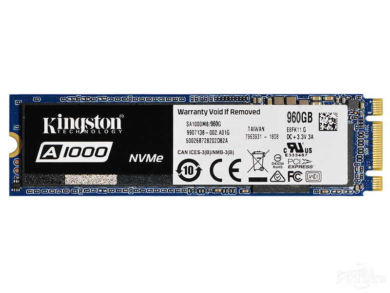 金士顿 a1000 nvme m.2 960g广州志拓代理全国联保正品行货