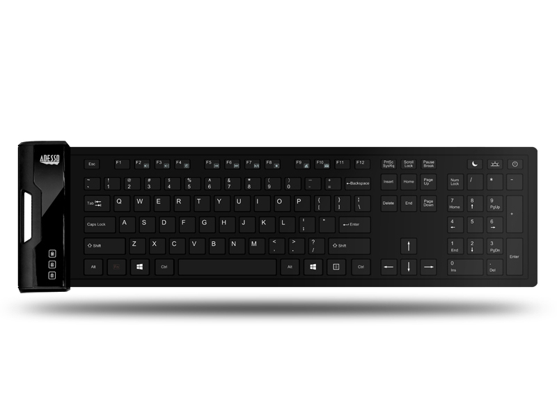 艾迪索AKB-232UB 硅胶防水柔性键盘（黑色）三键区 主图