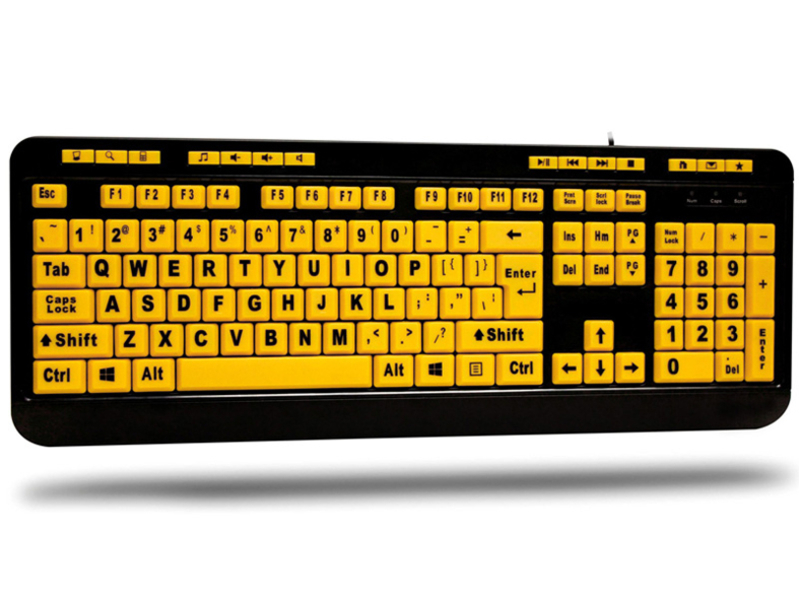艾迪索AKB-132UY大字母黄色按键多媒体键盘 主图