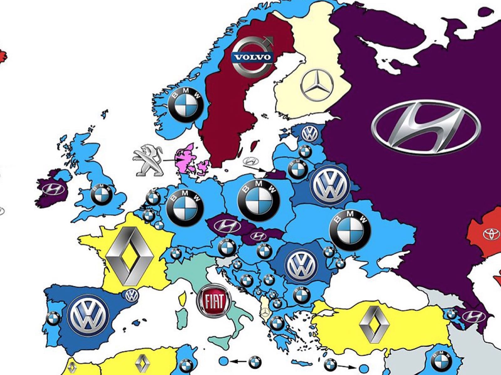 世界各国谷歌搜索最多的汽车品牌