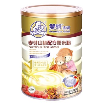 双熊麦芽山楂配方奶米粉528g/罐