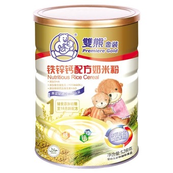 双熊铁锌钙配方奶米粉528g/罐