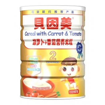 贝因美爱+2阶段胡萝卜番茄营养米粉437g