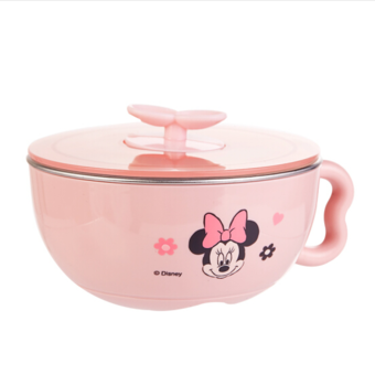 迪士尼（Disney）儿童餐具 婴儿辅食碗宝宝316不锈钢餐具沙拉碗 粉色米妮