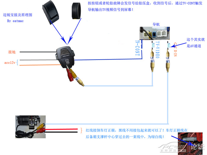 倒车后视接线灰常简单