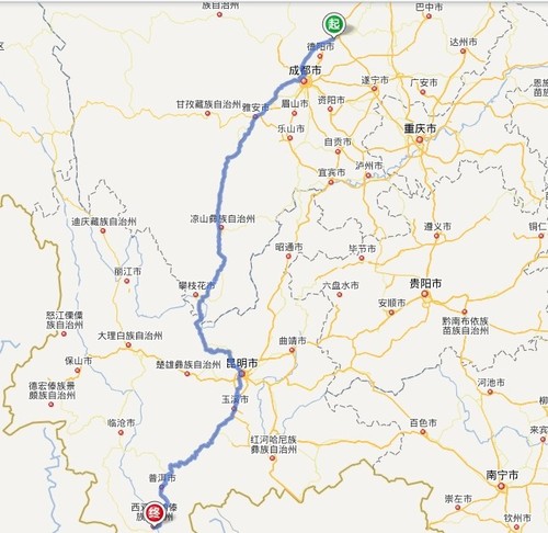 秦首次超长距离自驾游:绵阳--西双版纳,往返3535km,平安到家