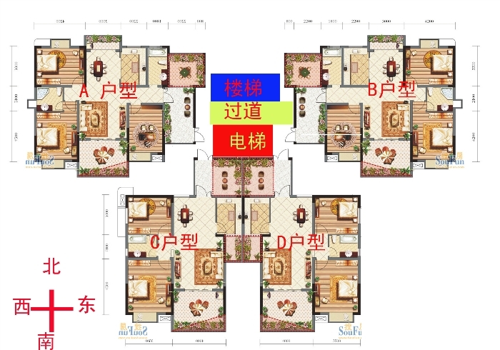 蝴蝶型高层a户型入户花园如何装修图片