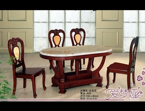 实木大理石餐桌