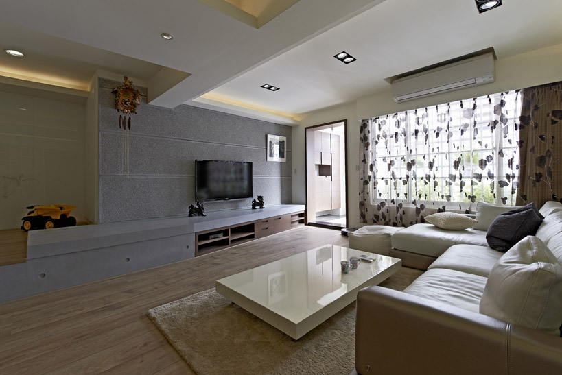 115平方米现代三居室客厅电视墙设计效果图