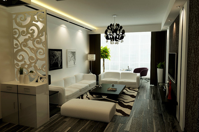 135平硬朗风格现代简约客厅装修效果案例