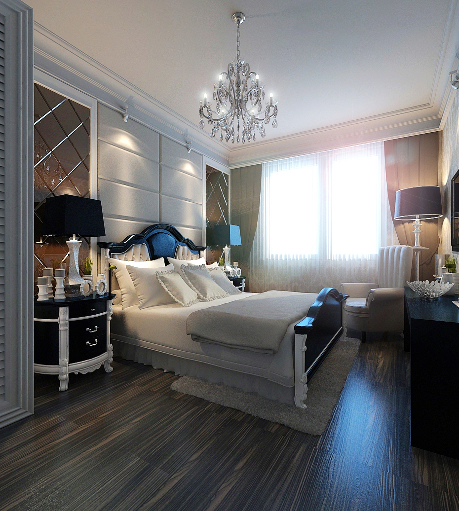 128平米跃层现代欧式卧室装修效果图