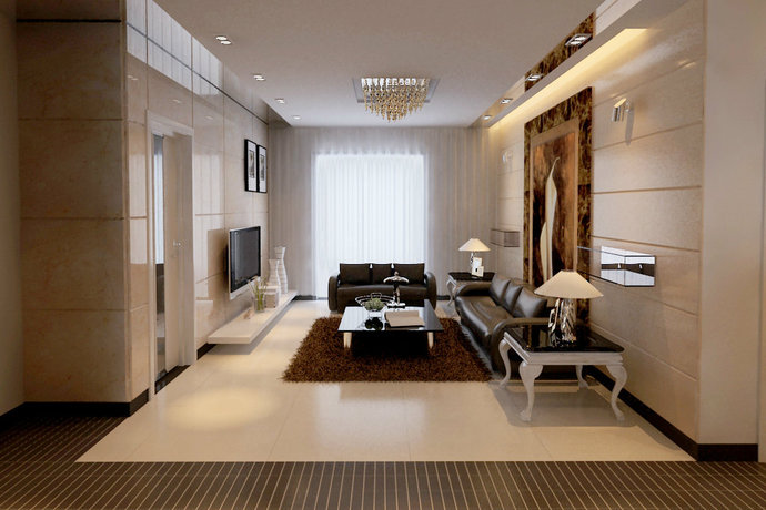 120平现代豪华三室两厅客厅装修效果图