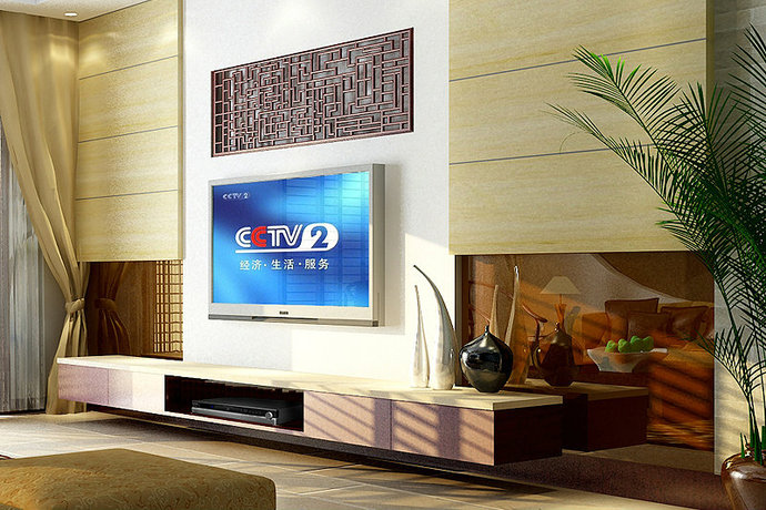 180平新中式风格复式客厅电视墙装修效果图