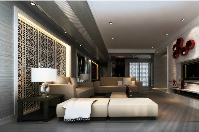 250平混搭风格复式阁楼客厅装修效果图2014图片