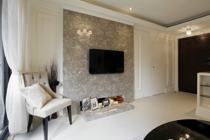 36平米现代新古典单身公寓电视墙装修效果图2014图片