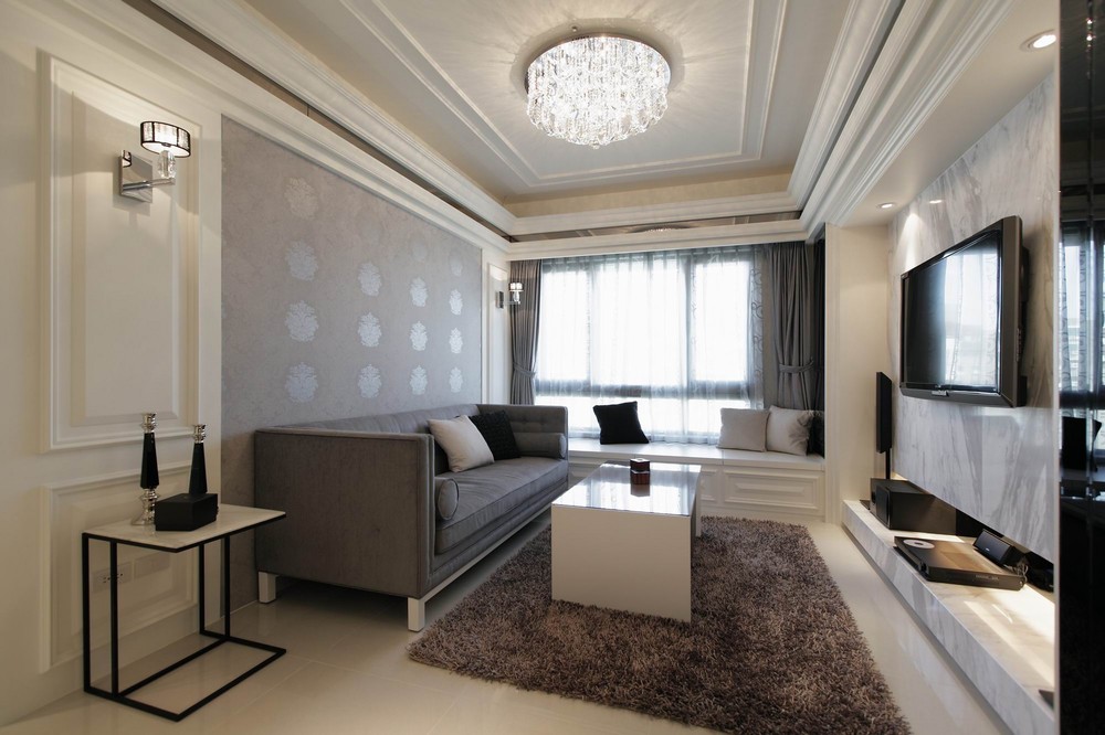 66平米新古典风格单身公寓客厅装修效果图