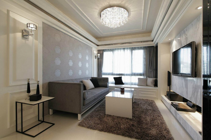 66平米新古典风格单身公寓客厅装修效果图2014图片