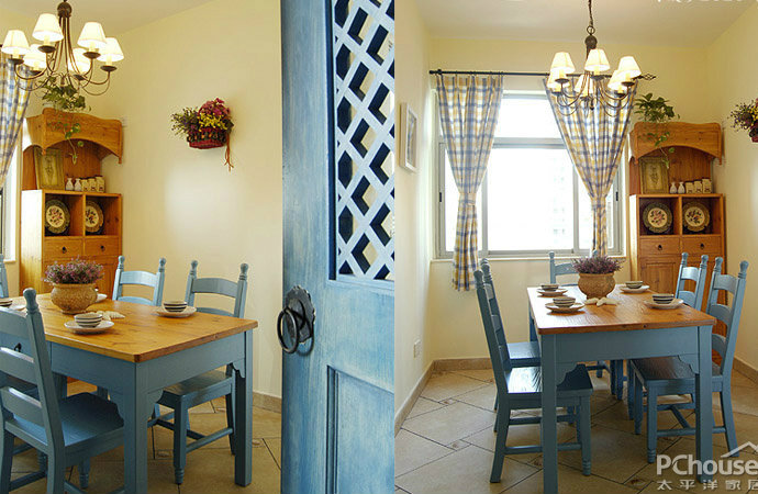 地中海风爱琴海三居室餐厅装修效果图2014图片