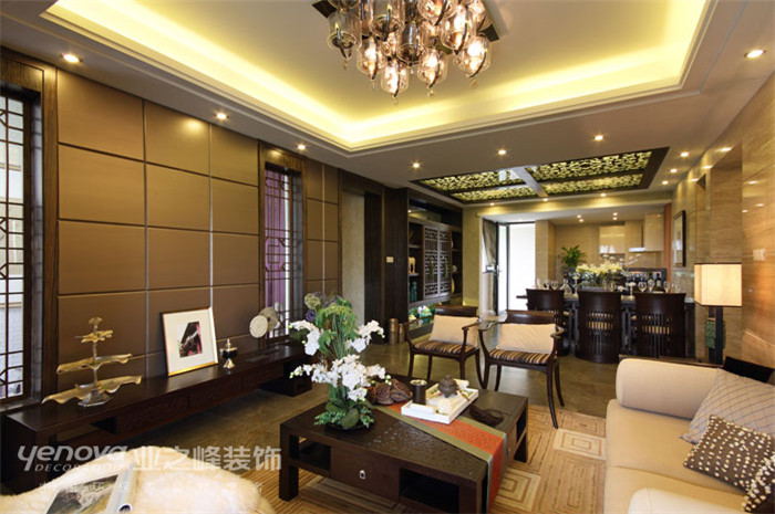 中式风格三居室客厅设计效果图