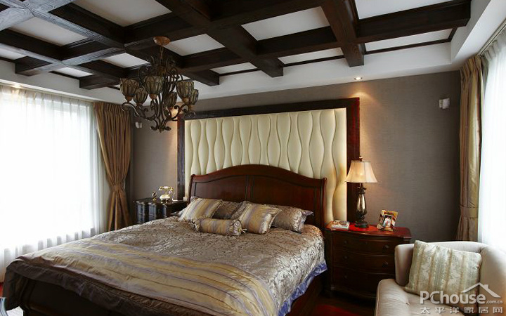 古典中式风格别墅卧室装修效果图