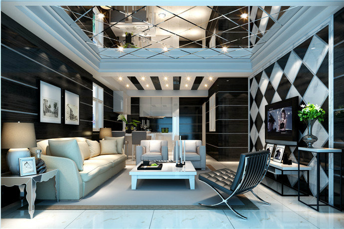 80平香江丽景公寓客厅装修效果图2014图片