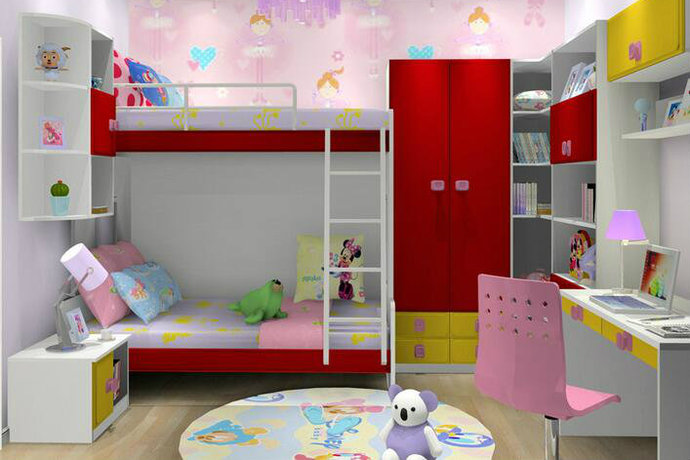 大户型儿童房书房卧室装修效果图