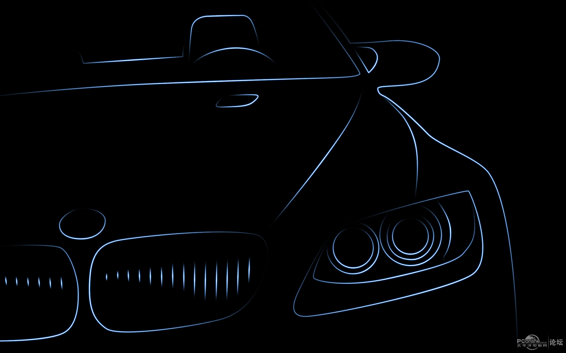 简约设计宝马GTR奥迪汽车黑色线条宽屏壁纸
