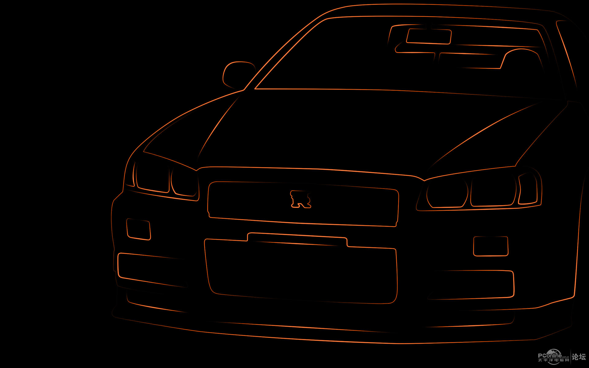 简约设计宝马GTR奥迪汽车黑色线条宽屏壁纸