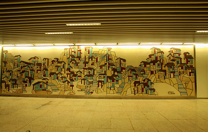 重庆地铁1号线两路口站,站内装饰壁画2