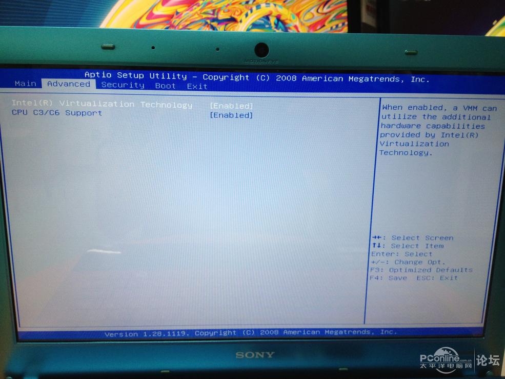 求助,哪位大虾知道索尼EA18EC怎么在BIOS开