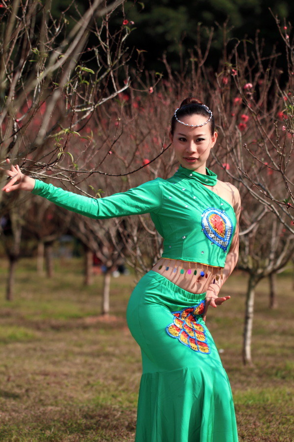 莲花山 桃花和美女